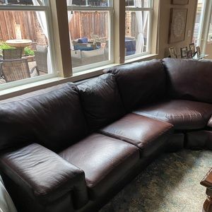 Leather Brown 2 piece sectional couch
